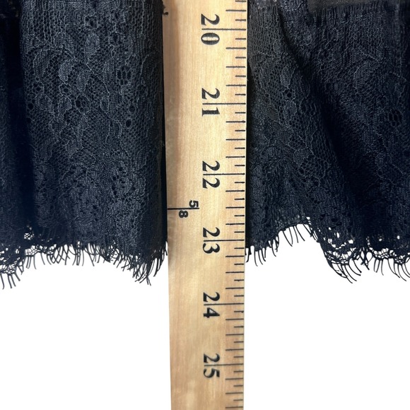 Ann Taylor LOFT Black Floral Lace A-Line Skirt 2P Paneled Eyelash Trim Romantic - Picture 8 of 9